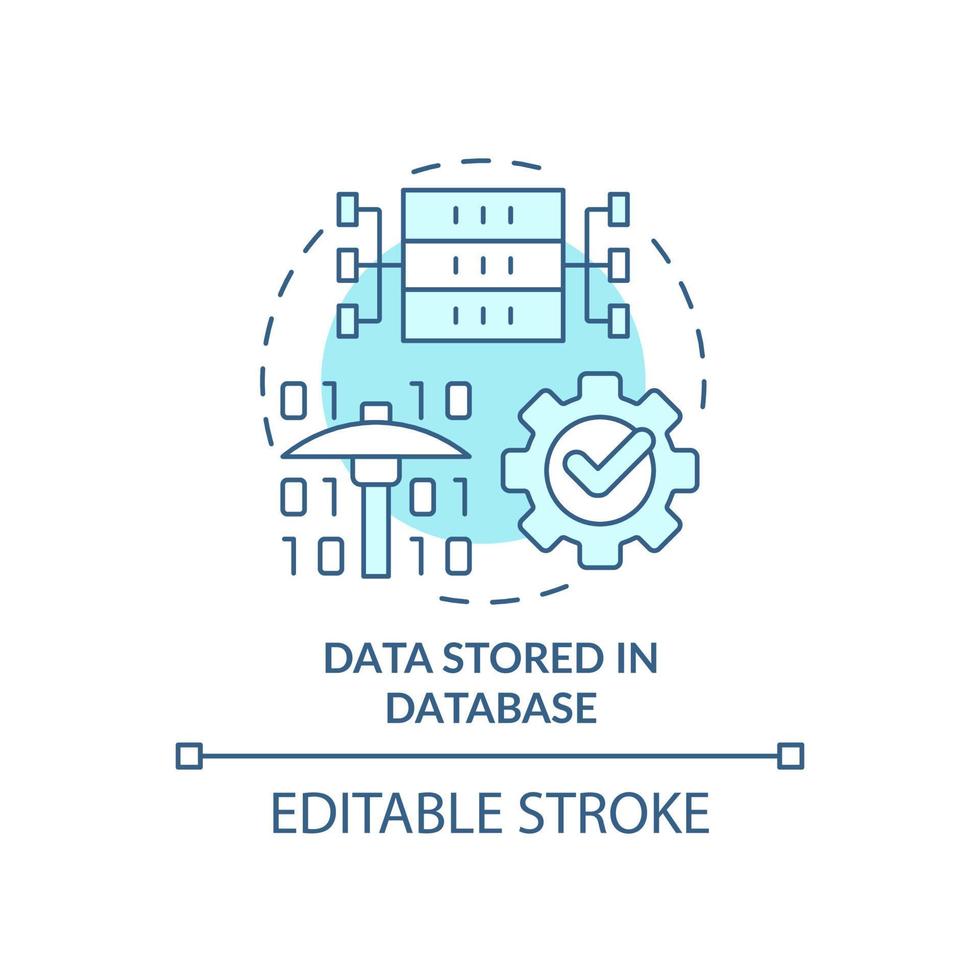 Data stored in database turquoise concept icon. Database management system abstract idea thin line illustration. Isolated outline drawing. Editable stroke. vector