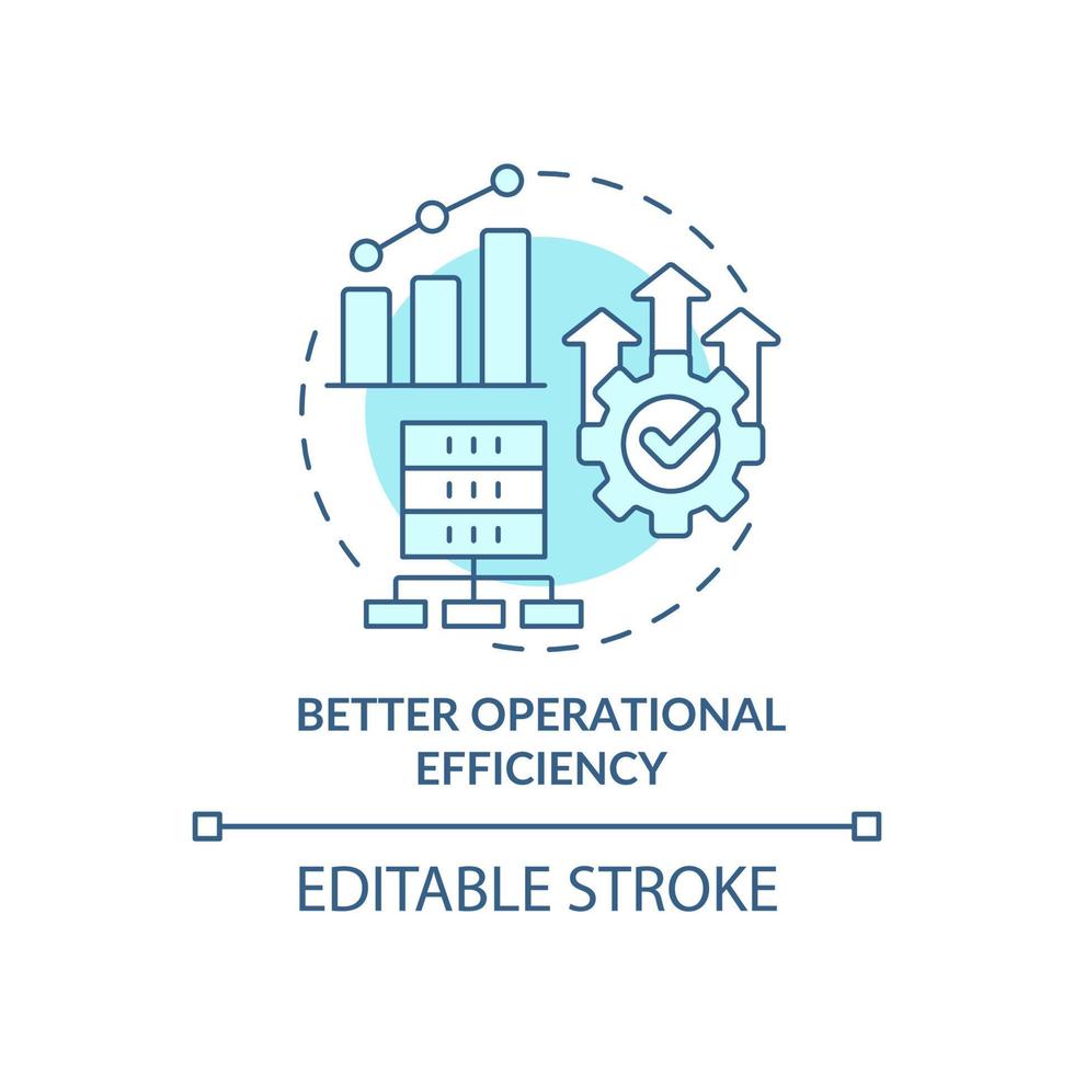 Better operational efficiency turquoise concept icon. Big data processing benefit abstract idea thin line illustration. Isolated outline drawing. Editable stroke. vector