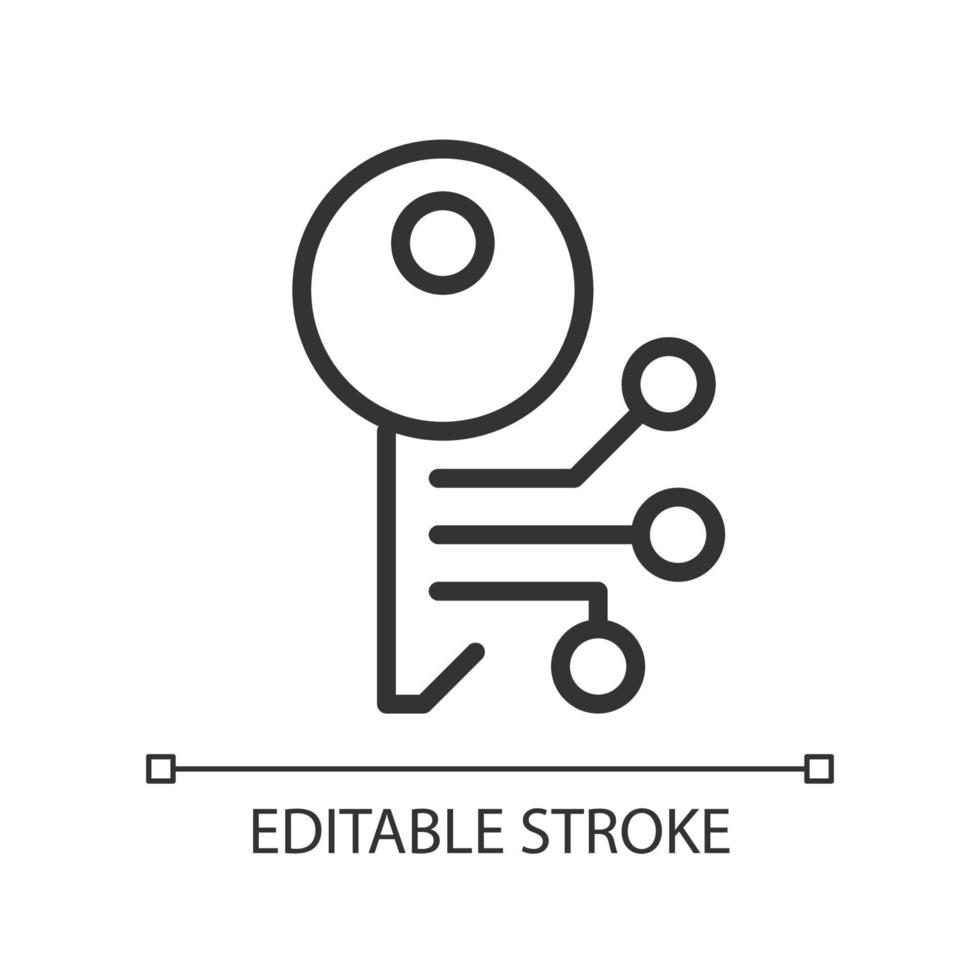 Encryption pixel perfect linear icon. Encoded information. Cybersecurity. Cryptography technique. Thin line illustration. Contour symbol. Vector outline drawing. Editable stroke.