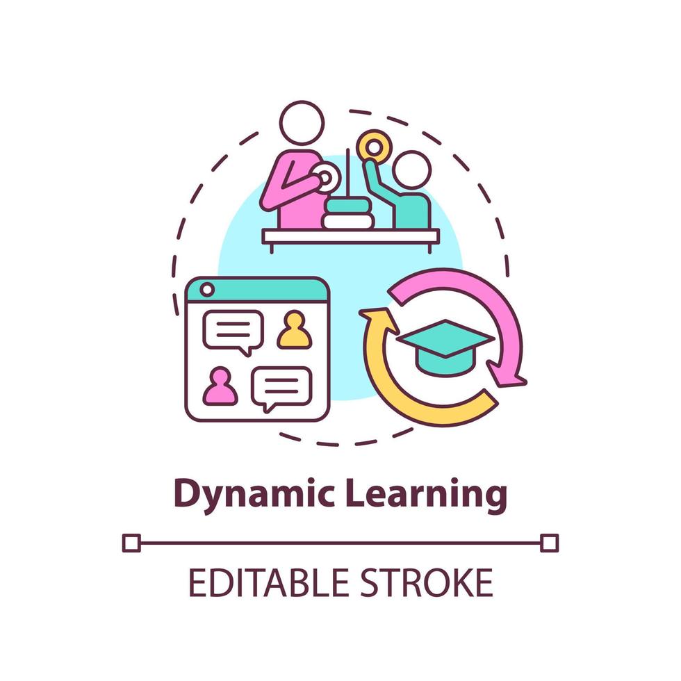 Dynamic learning concept icon. Innovations and technology. Education trend abstract idea thin line illustration. Isolated outline drawing. Editable stroke. vector