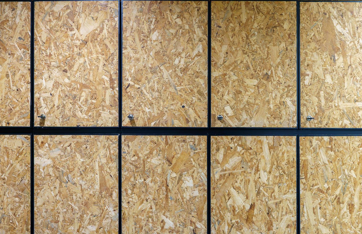 locker OSB plywood or Oriented Strand Board, is recycled material from waste wood. photo