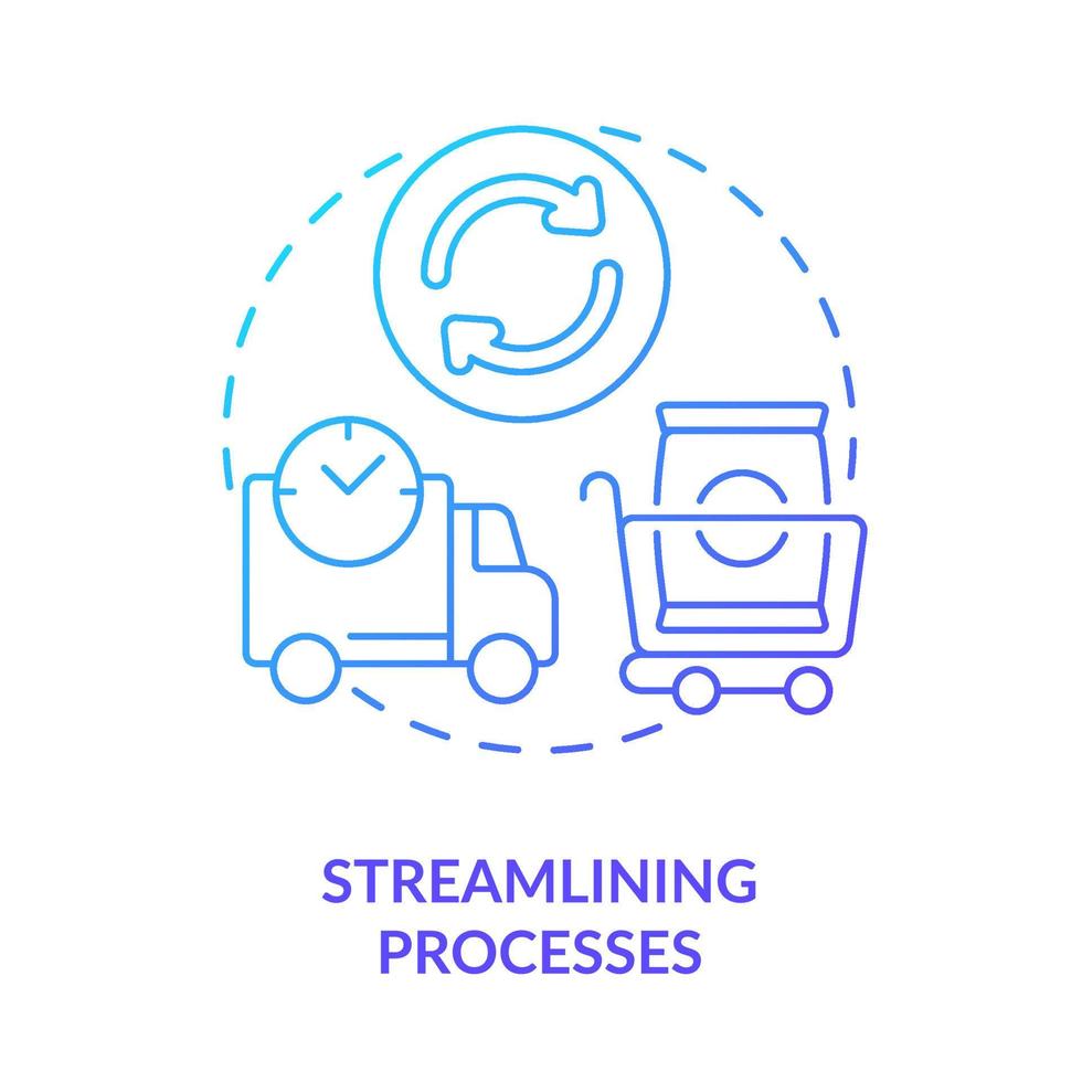 Streamlining processes blue gradient icon. Machine industry. Lean manufacturing principles abstract idea thin line illustration. Isolated outline drawing. vector
