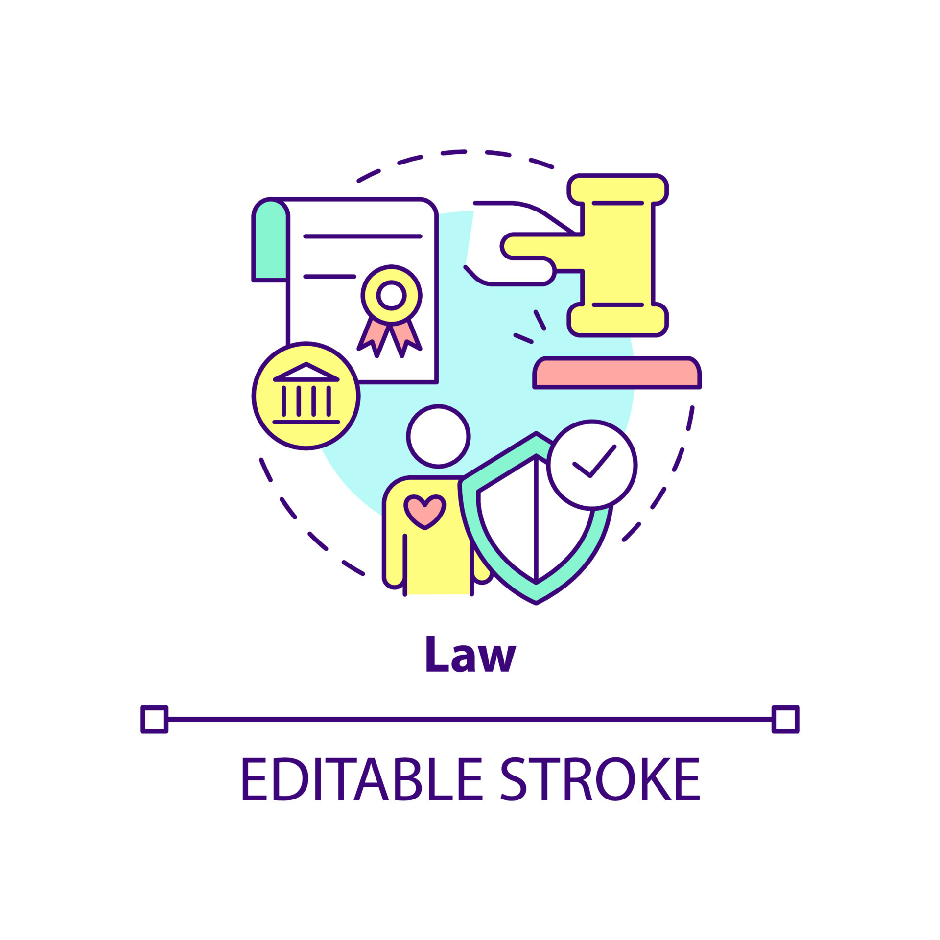 icono del concepto de ley. sistema de reglas en comunidad. legislación