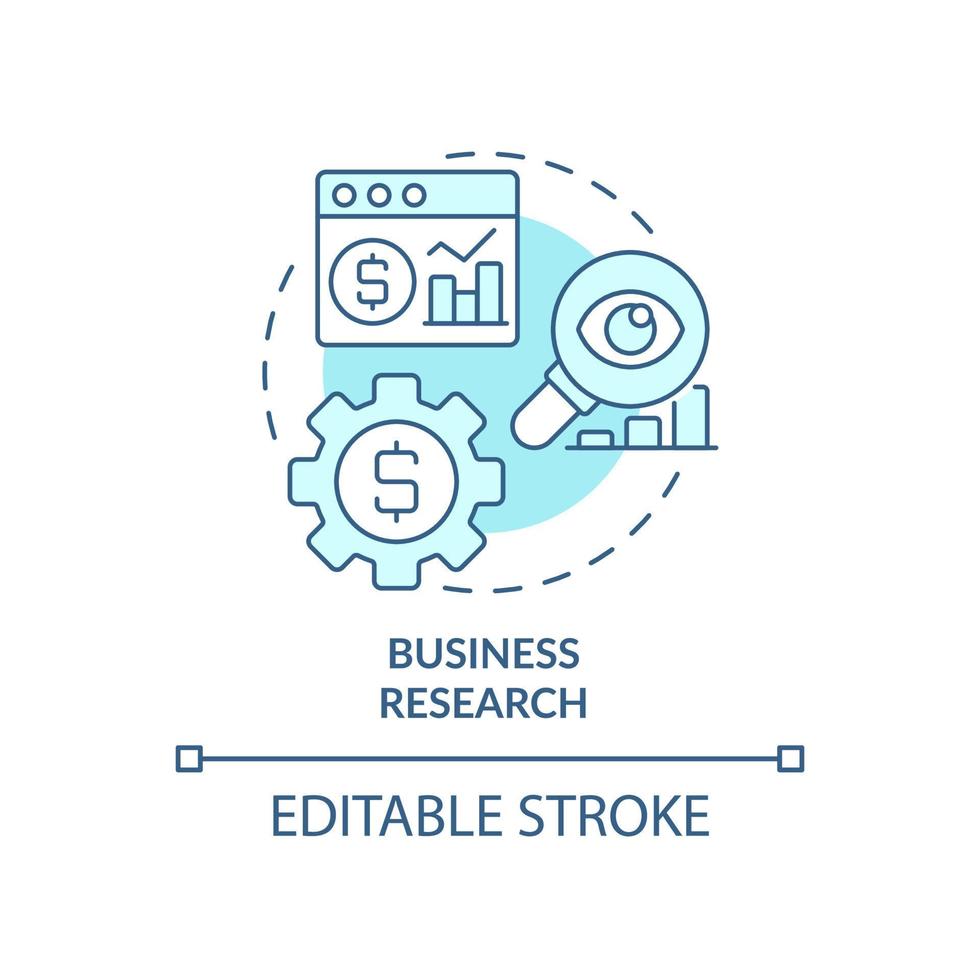 Business research turquoise concept icon. Data mining process abstract idea thin line illustration. Analytic techniques. Isolated outline drawing. Editable stroke. vector