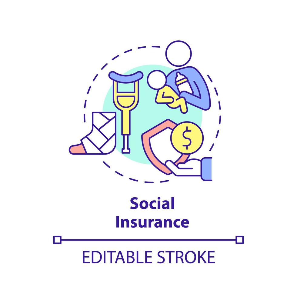 Social insurance concept icon. Emergency compensation. Social protection abstract idea thin line illustration. Isolated outline drawing. Editable stroke. vector