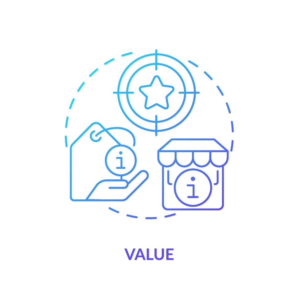 Value blue gradient icon. Product usefulness. Machine industry. Lean manufacturing key principle abstract idea thin line illustration. Isolated outline drawing. vector