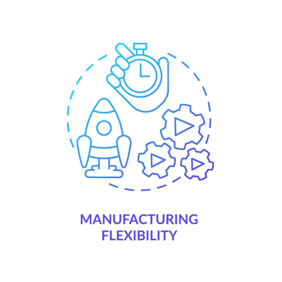 Manufacturing flexibility blue gradient icon. Advantage of one-piece flow in manufacturing abstract idea thin line illustration. Isolated outline drawing. vector