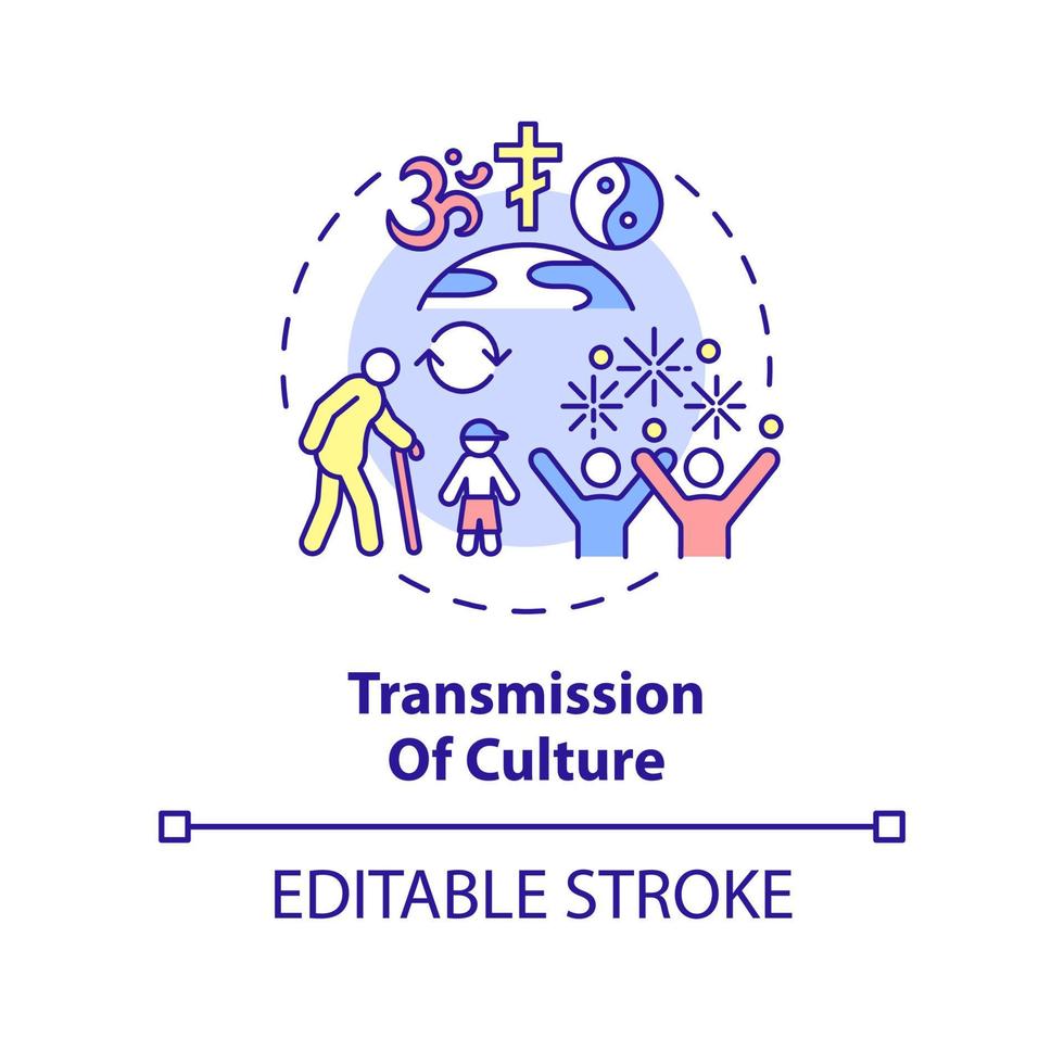 Transmission of culture concept icon. Social institutions function abstract idea thin line illustration. Isolated outline drawing. Editable stroke. vector