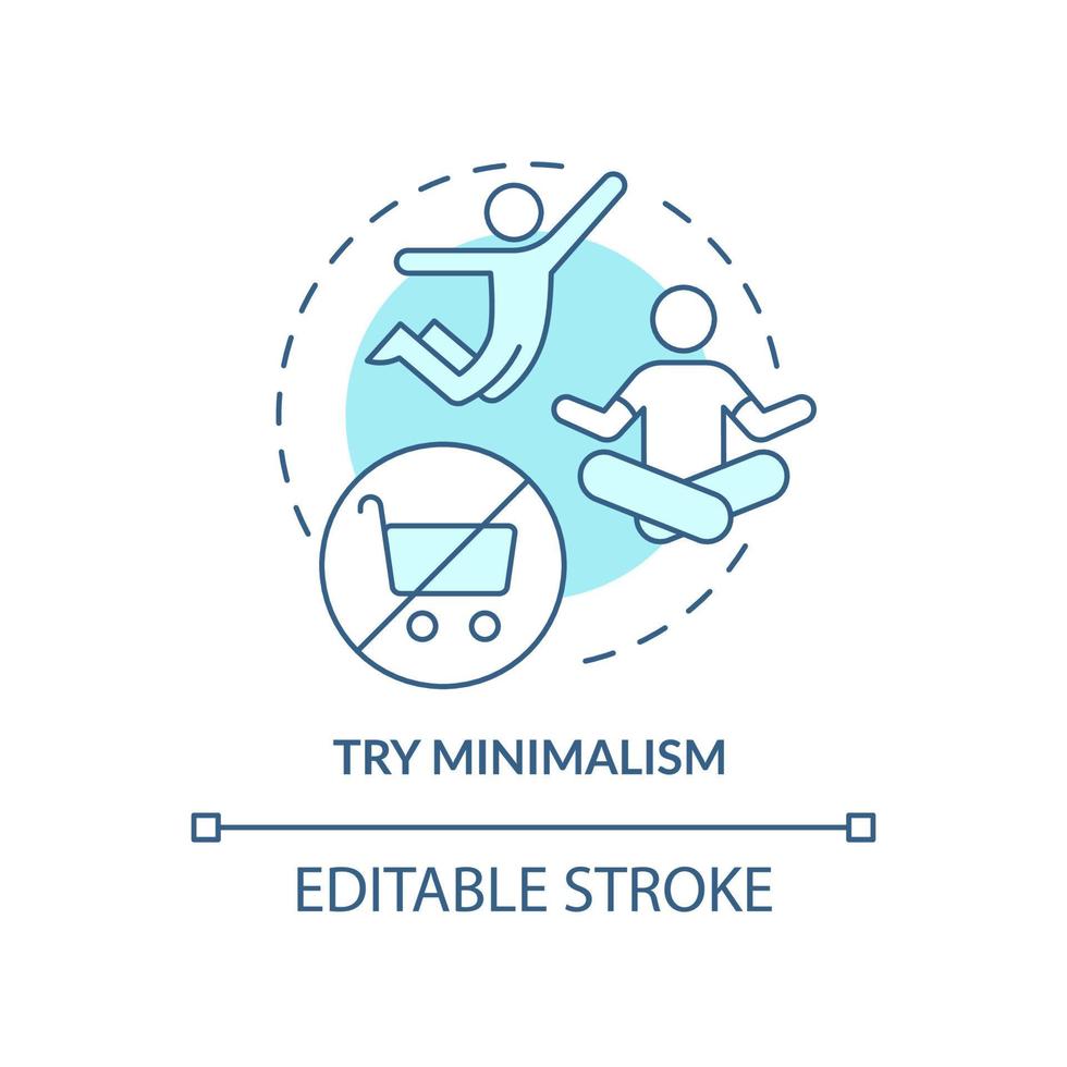 Try minimalism turquoise concept icon. Self-compassion exercise abstract idea thin line illustration. Minimalist lifestyle. Isolated outline drawing. Editable stroke vector