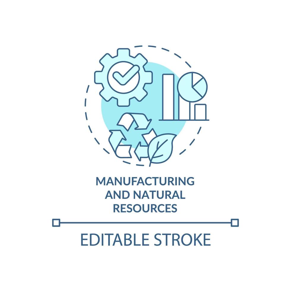 Manufacturing and natural resources turquoise concept icon. Big data application abstract idea thin line illustration. Isolated outline drawing. Editable stroke. vector