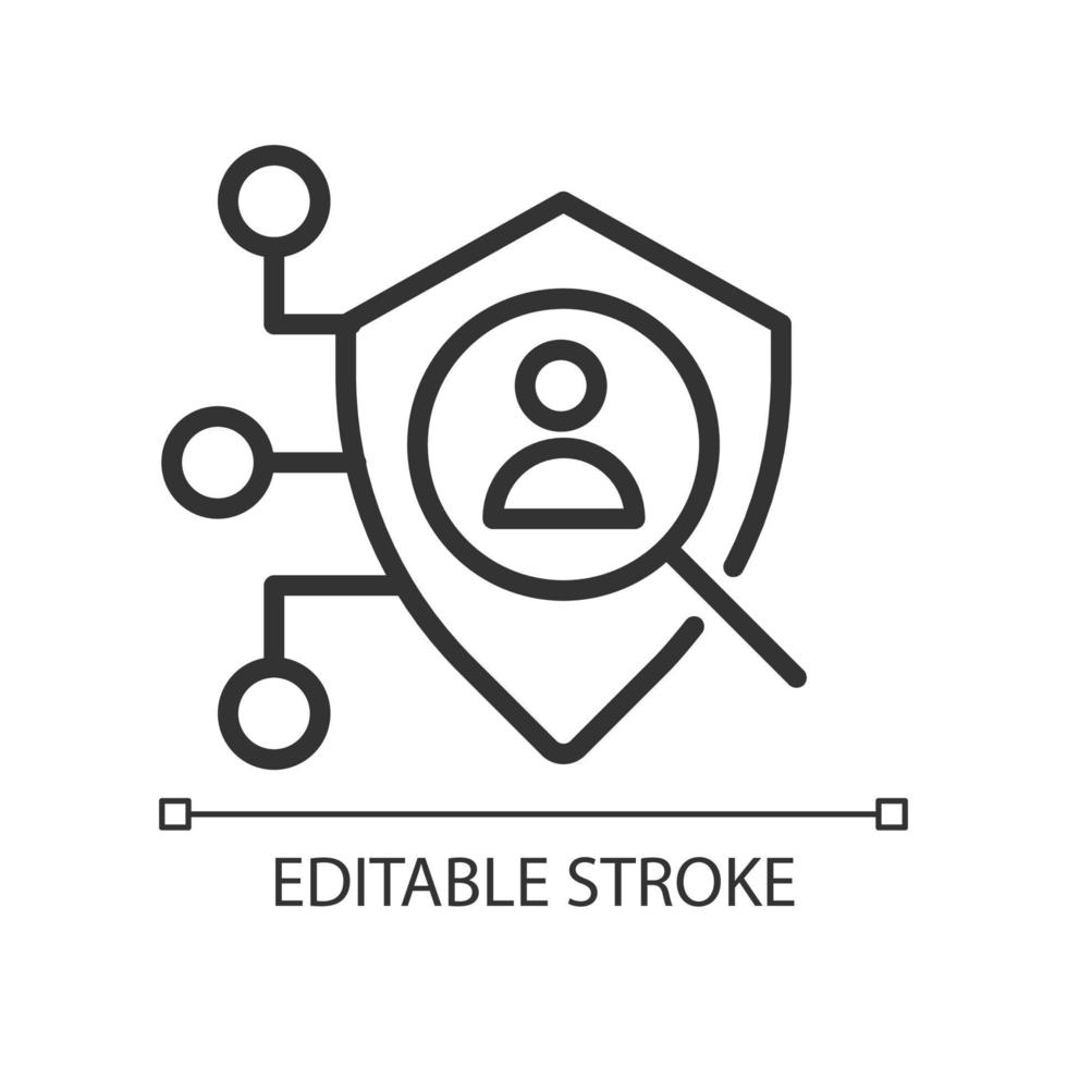 Access control pixel perfect linear icon. Data, resource safety. Access restriction. User verification. Thin line illustration. Contour symbol. Vector outline drawing. Editable stroke.