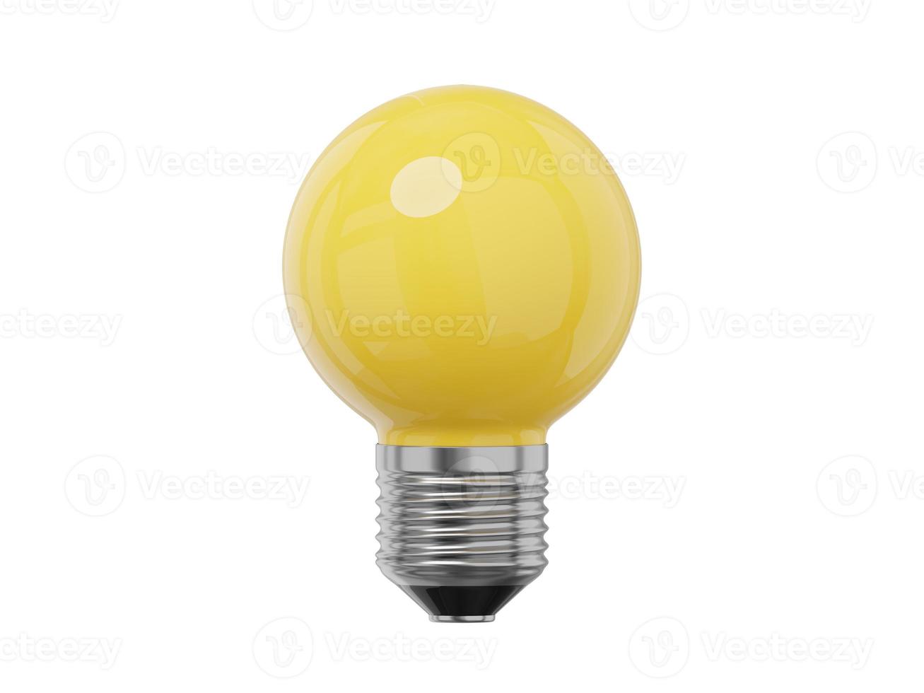 Realistic yellow light bulb. 3D rendering. Icon on white background photo