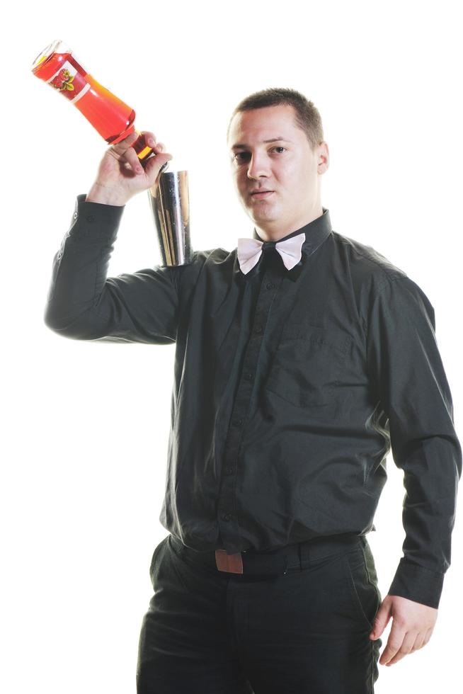 Retrato de barman aislado sobre fondo blanco. foto