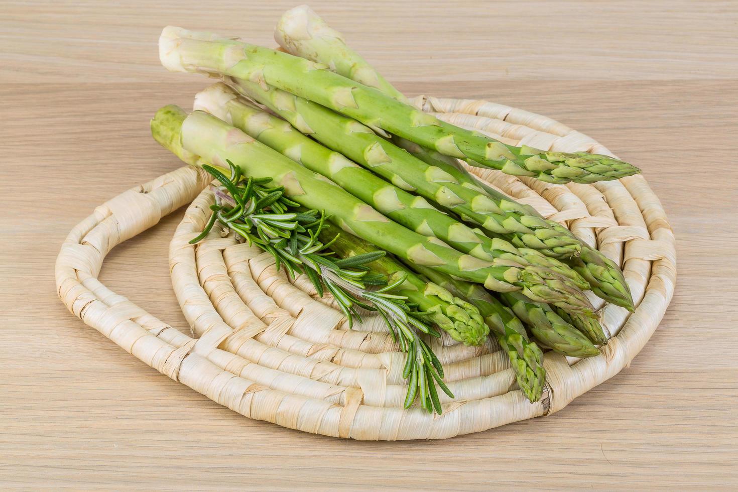 Raw asparagus dish photo
