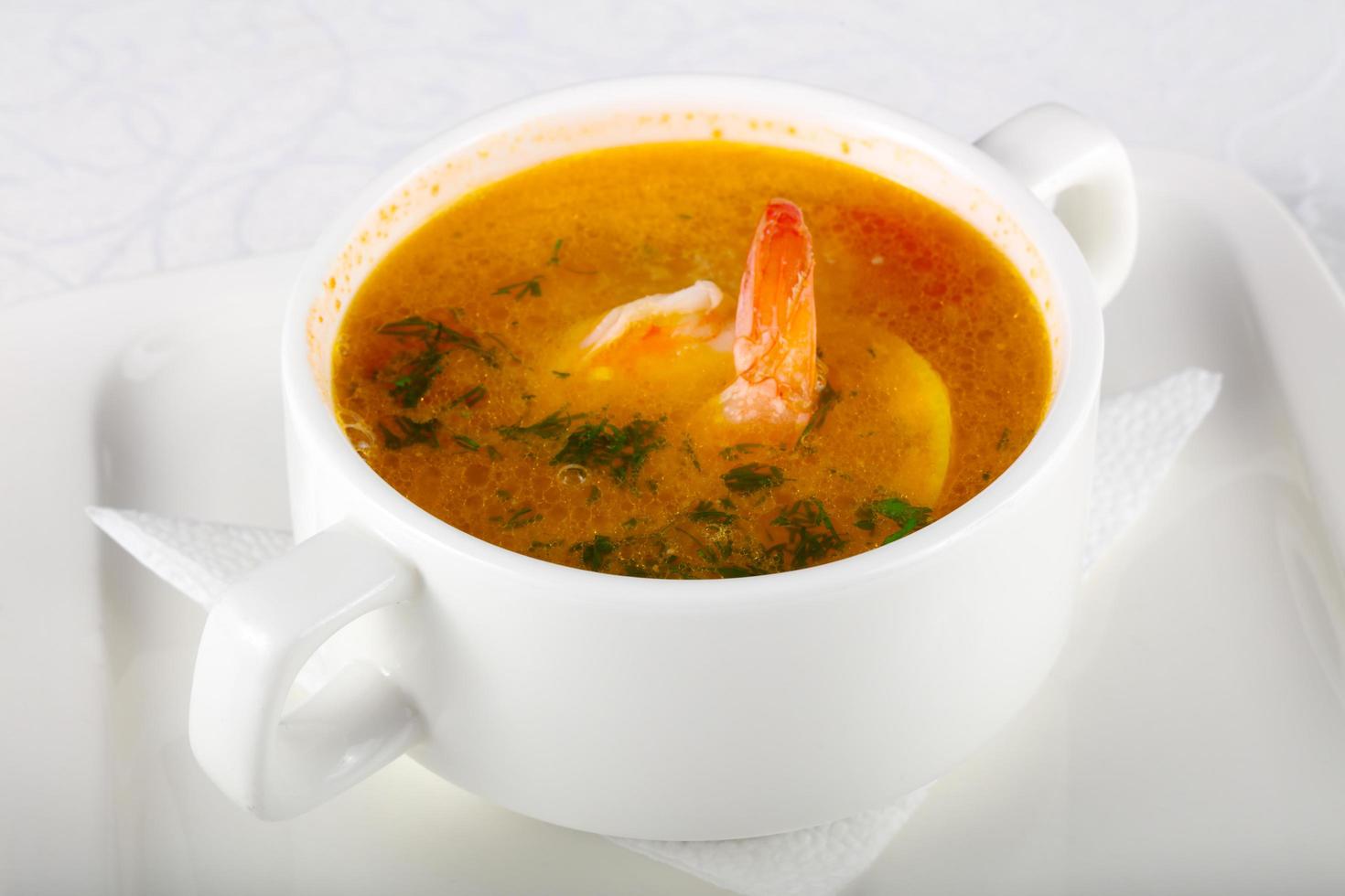 Prawn soup dish photo