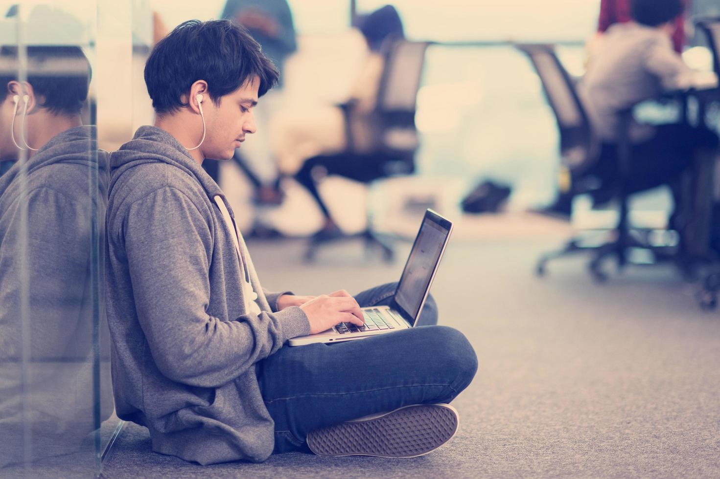 software developer working on the floor photo