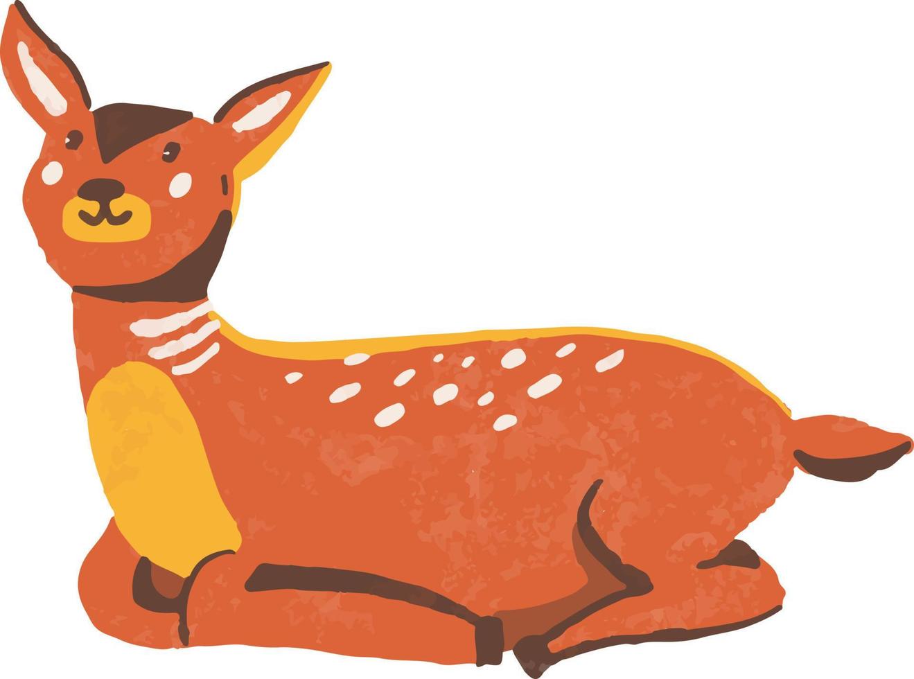 Cheerful Little Deer Hand Drawn Autumn Illustration vector