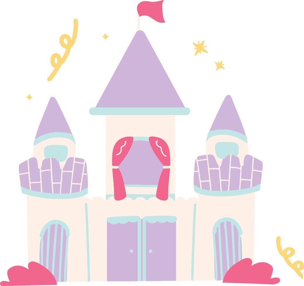 Fantasy Cute Castle Unicorn Illustration vector