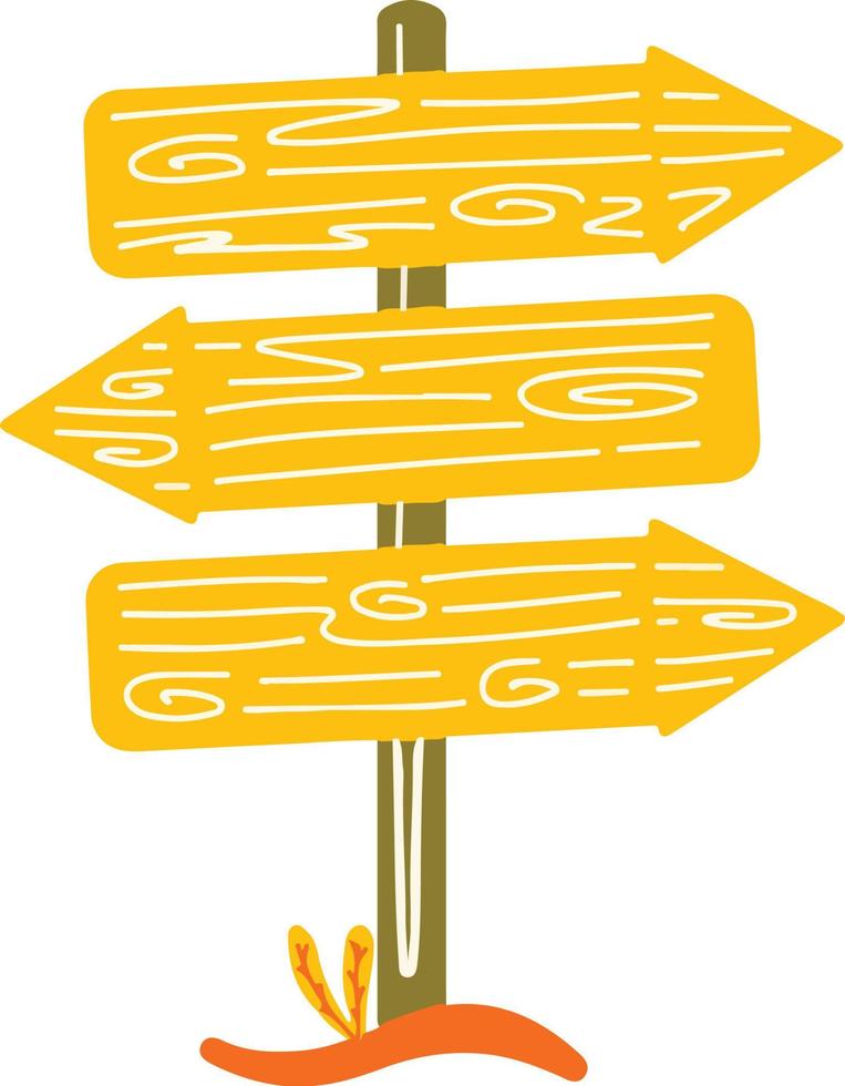 Fun Arrow Direction Sign Board Hand Drawn Summer Camp Illustration vector