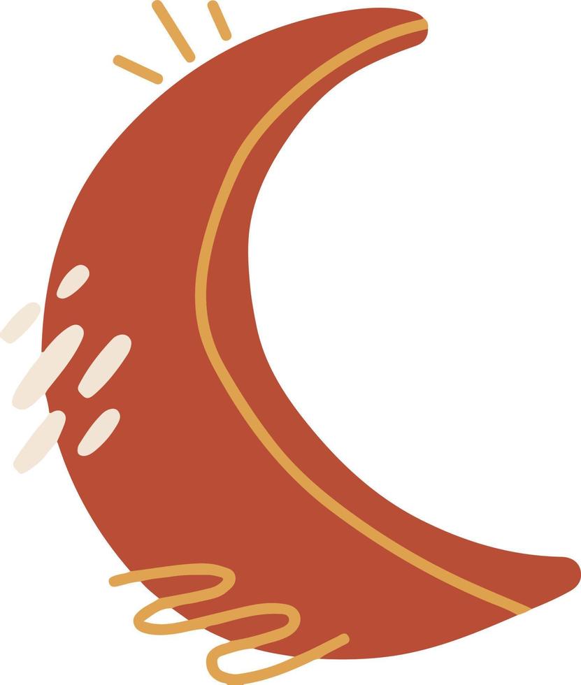 lindo boho luna creciente dibujado a mano ilustración boho vector