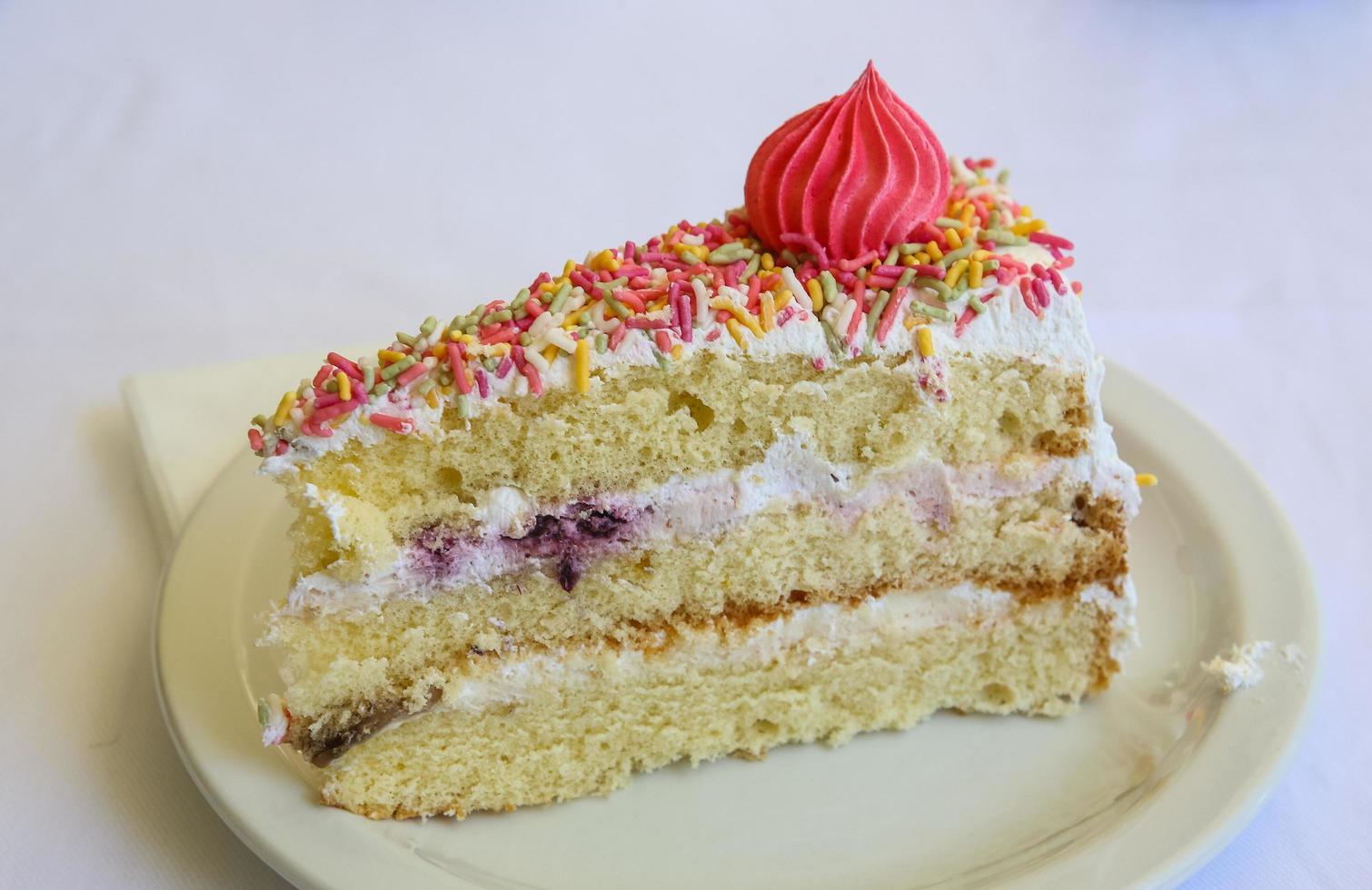 Fresh cake on the plate photo