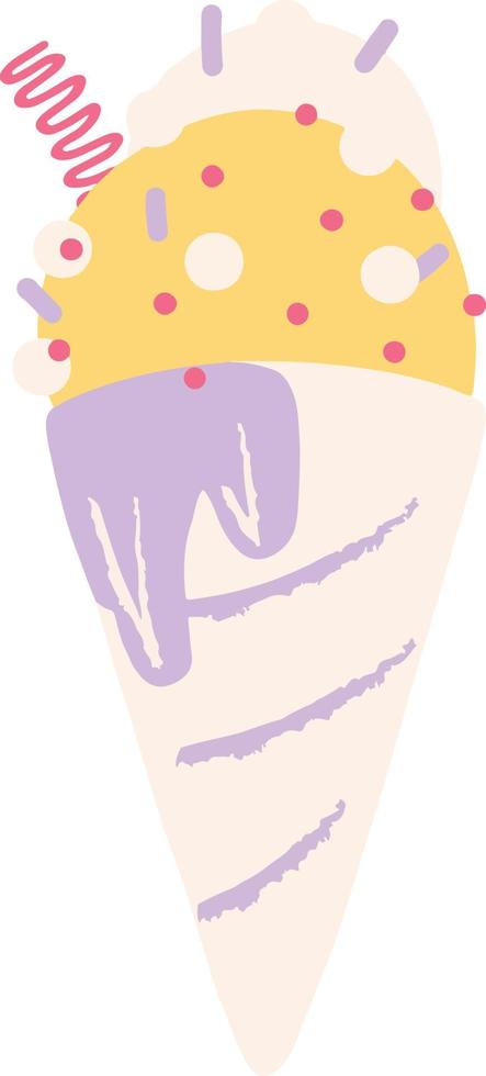 ilustración linda del unicornio del cono de helado de la fantasía vector