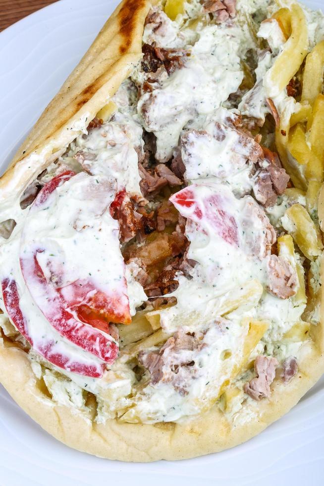 Souvlaki on wood photo