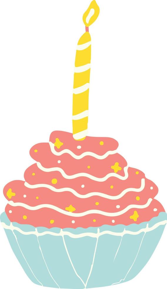 Hand Drawn Birthday Cupcake Illustration vector