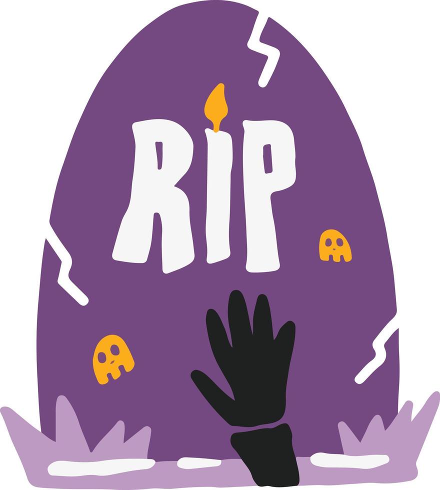 Bubbly Tombstone Hand Drawn Halloween Illustration vector