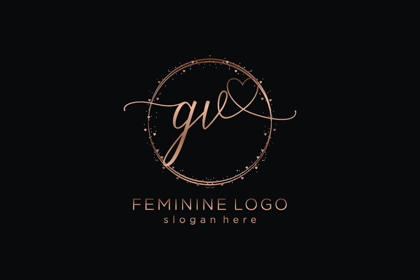 Initial GV handwriting logo with circle template vector logo of initial wedding, fashion, floral and botanical with creative template.