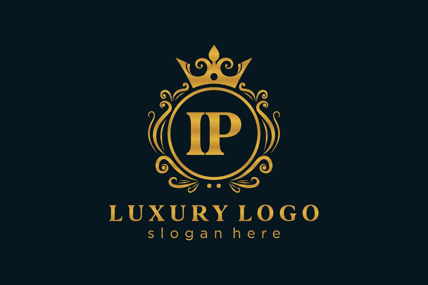 Initial IP Letter Royal Luxury Logo template in vector art for Restaurant, Royalty, Boutique, Cafe, Hotel, Heraldic, Jewelry, Fashion and other vector illustration.