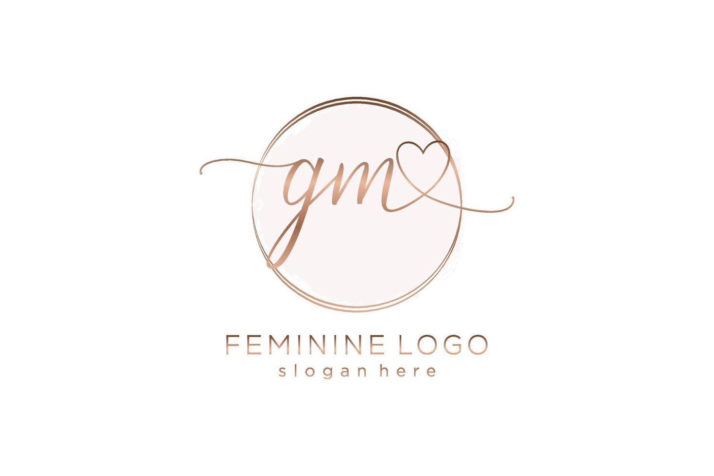 Initial GM handwriting logo with circle template vector logo of initial wedding, fashion, floral and botanical with creative template.