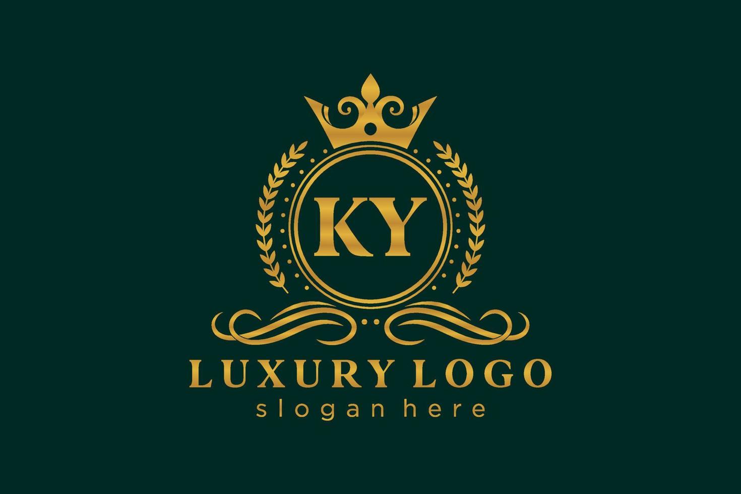 Initial KY Letter Royal Luxury Logo template in vector art for Restaurant, Royalty, Boutique, Cafe, Hotel, Heraldic, Jewelry, Fashion and other vector illustration.