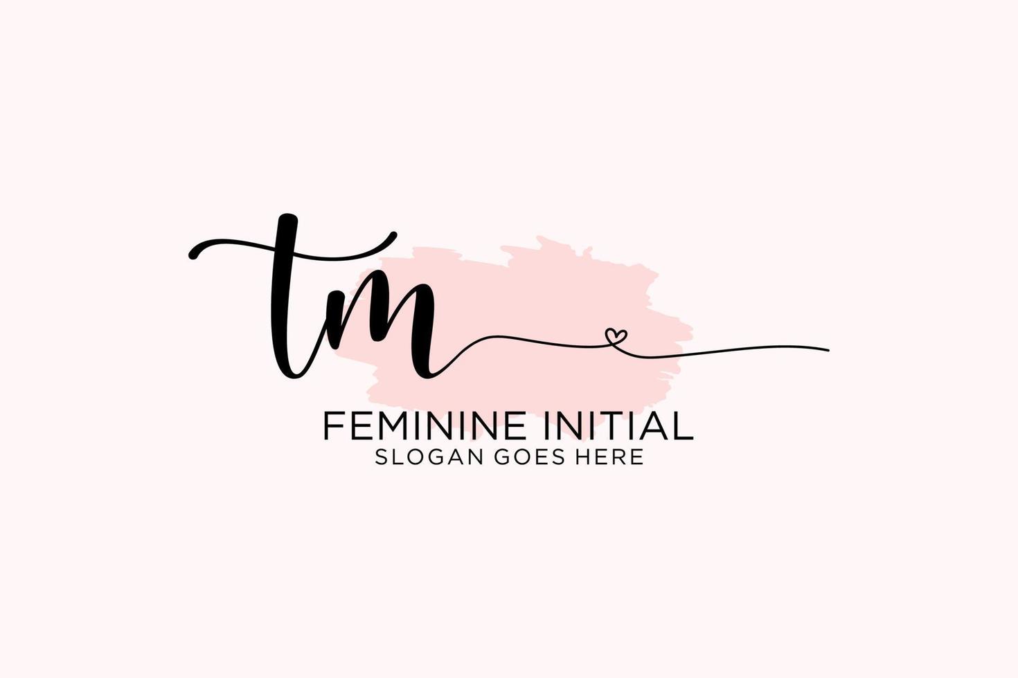Initial TM beauty monogram and elegant logo design handwriting logo of initial signature, wedding, fashion, floral and botanical with creative template. vector