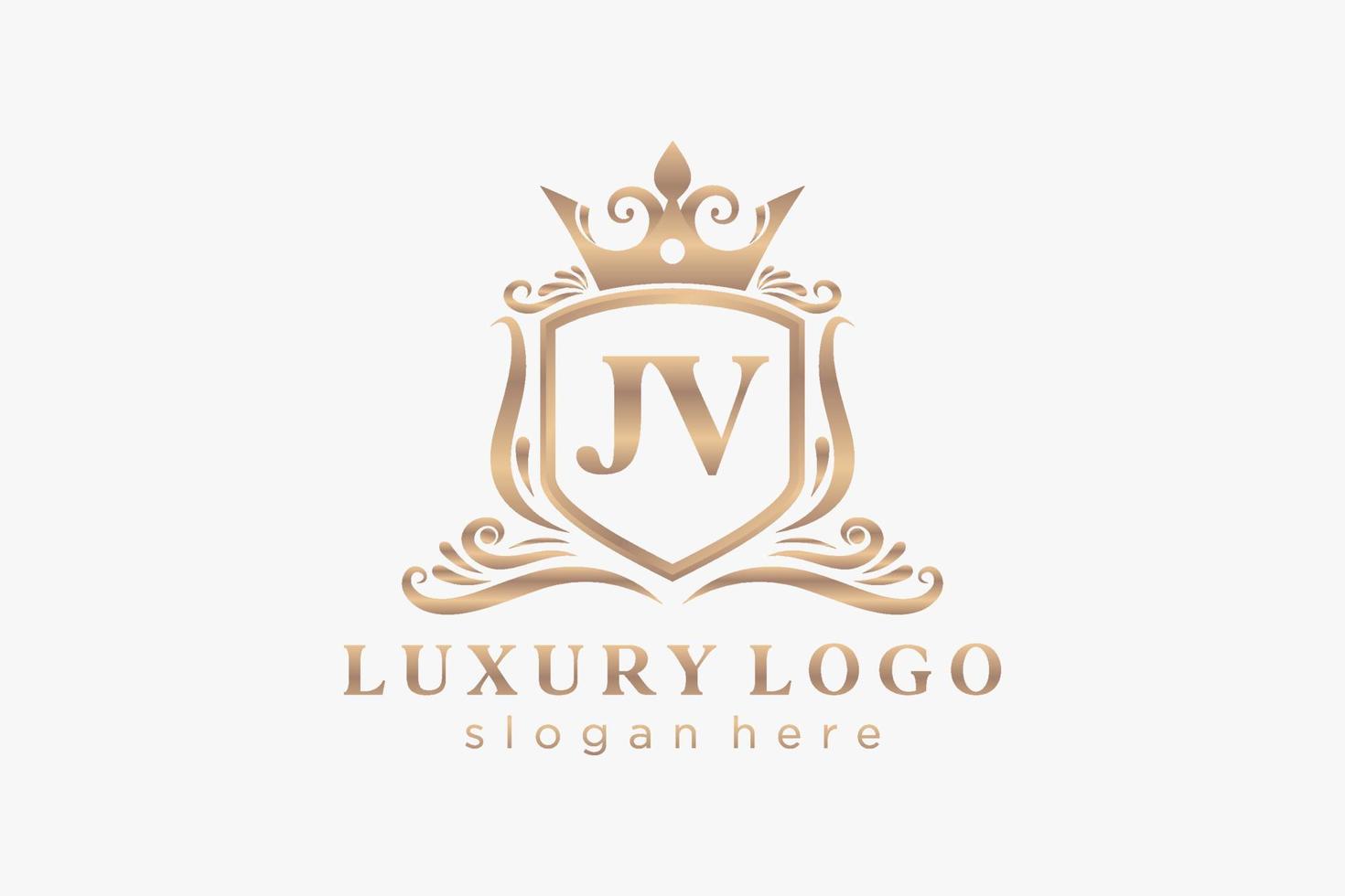 plantilla de logotipo de lujo real de letra jv inicial en arte vectorial para restaurante, realeza, boutique, cafetería, hotel, heráldica, joyería, moda y otras ilustraciones vectoriales. vector