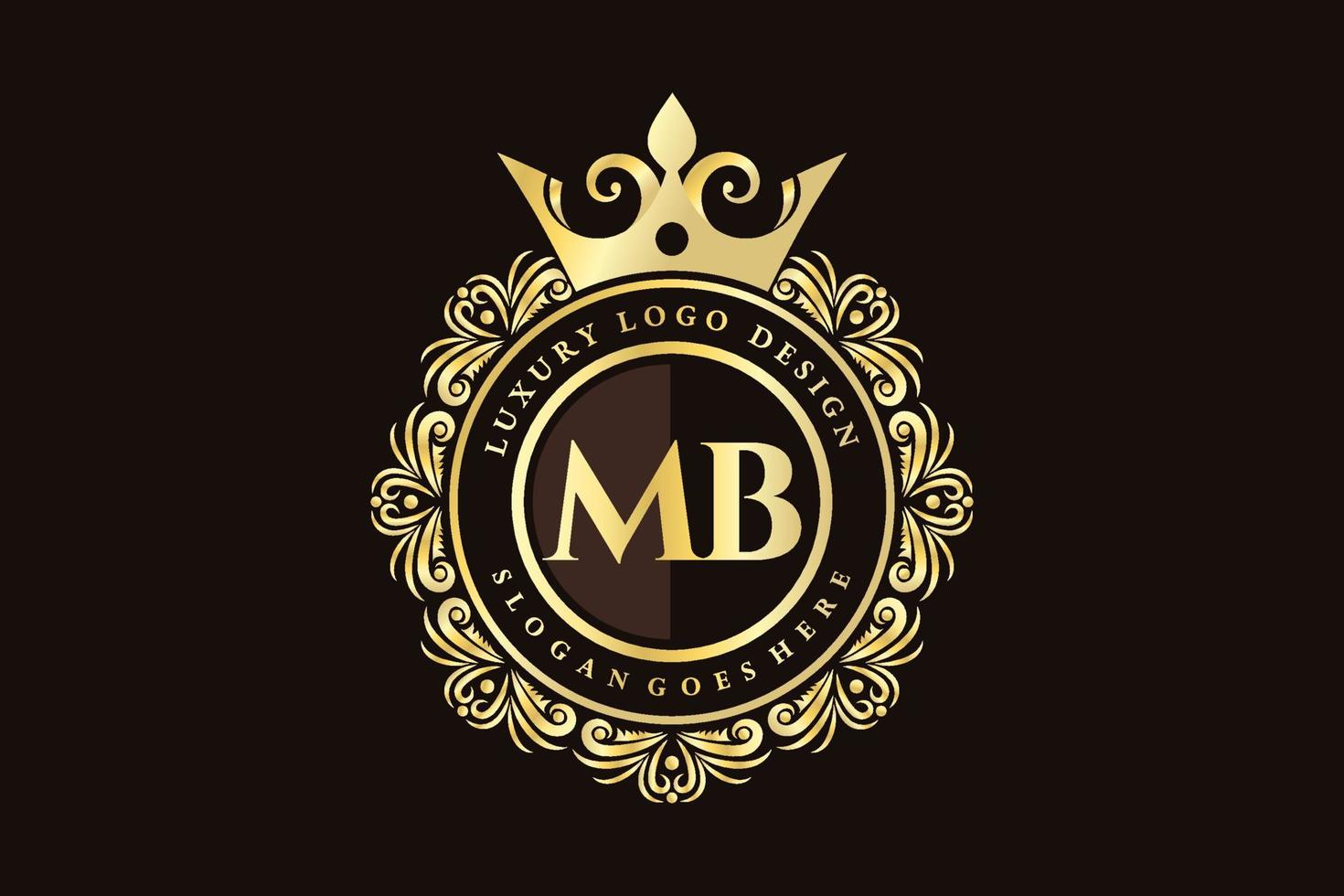 MB Initial Letter Gold calligraphic feminine floral hand drawn heraldic monogram antique vintage style luxury logo design Premium Vector