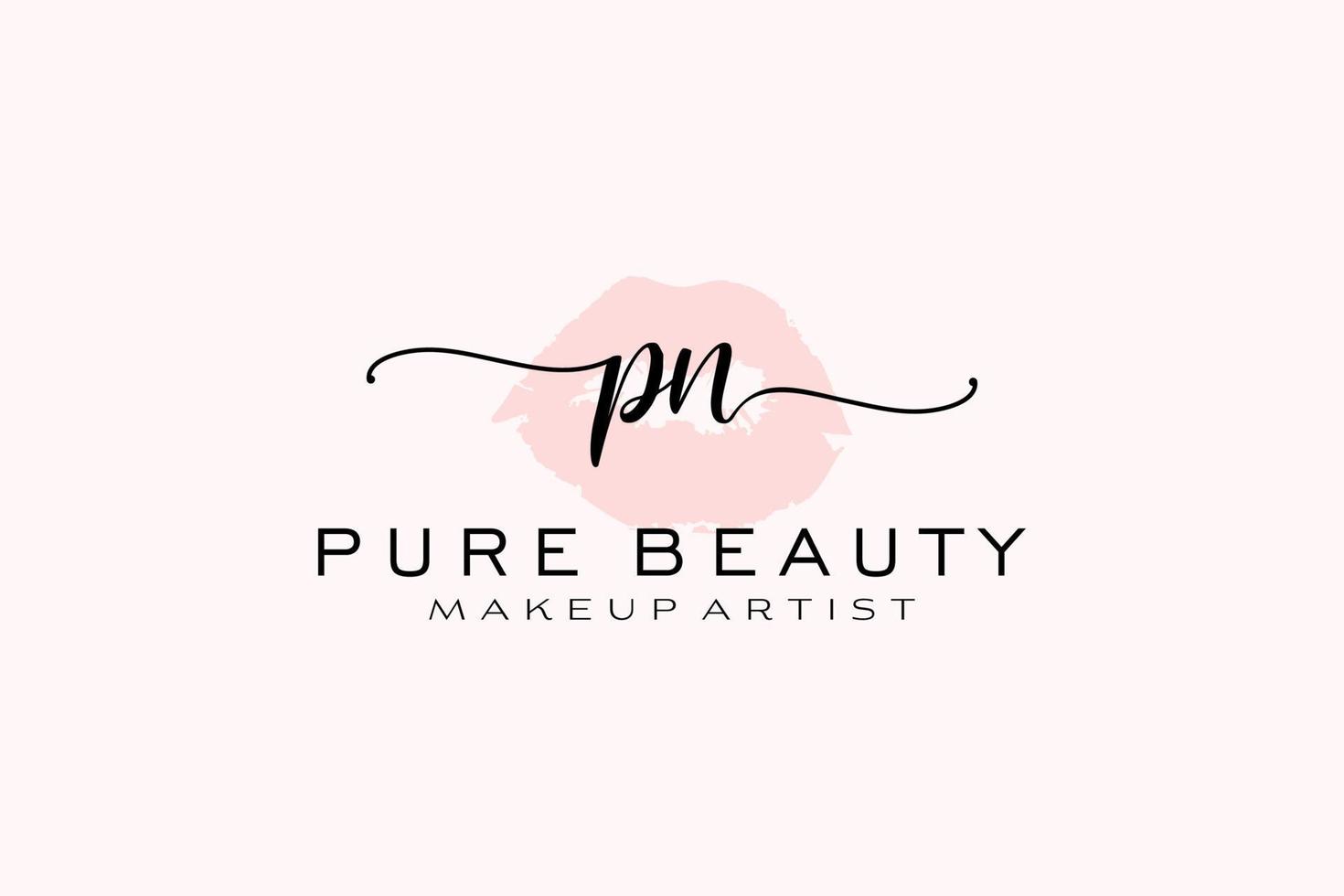 Initial PN Watercolor Lips Premade Logo Design, Logo for Makeup Artist Business Branding, Blush Beauty Boutique Logo Design, Calligraphy Logo with creative template. vector