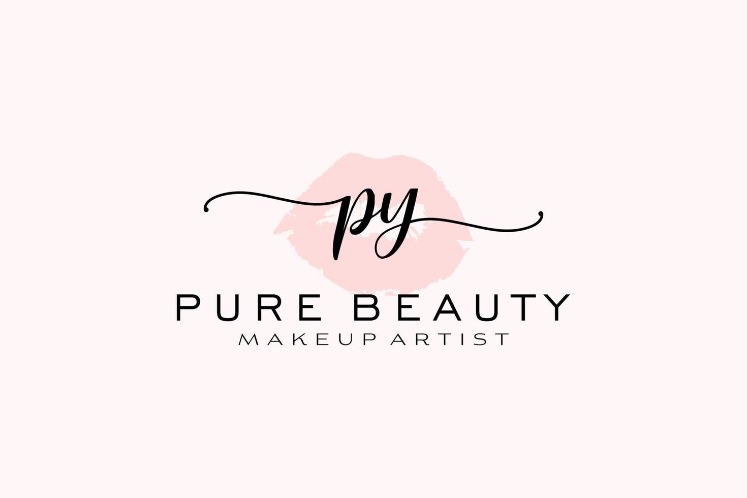 Initial PY Watercolor Lips Premade Logo Design, Logo for Makeup Artist Business Branding, Blush Beauty Boutique Logo Design, Calligraphy Logo with creative template. vector