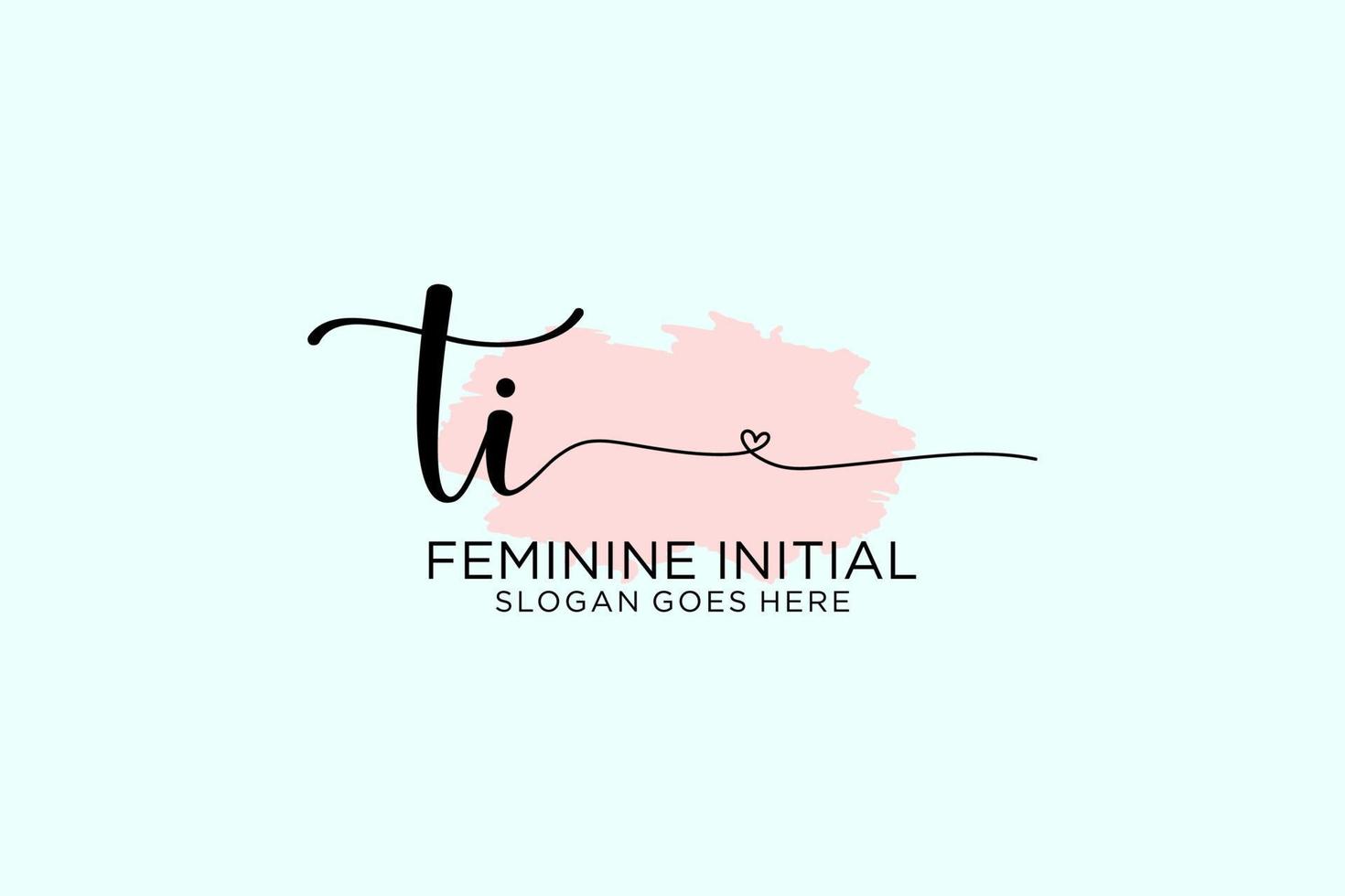 Initial TI beauty monogram and elegant logo design handwriting logo of initial signature, wedding, fashion, floral and botanical with creative template. vector