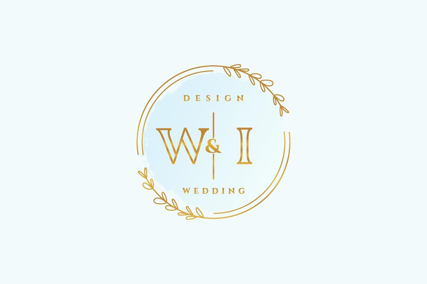 Initial WI beauty monogram and elegant logo design handwriting logo of initial signature, wedding, fashion, floral and botanical with creative template. vector