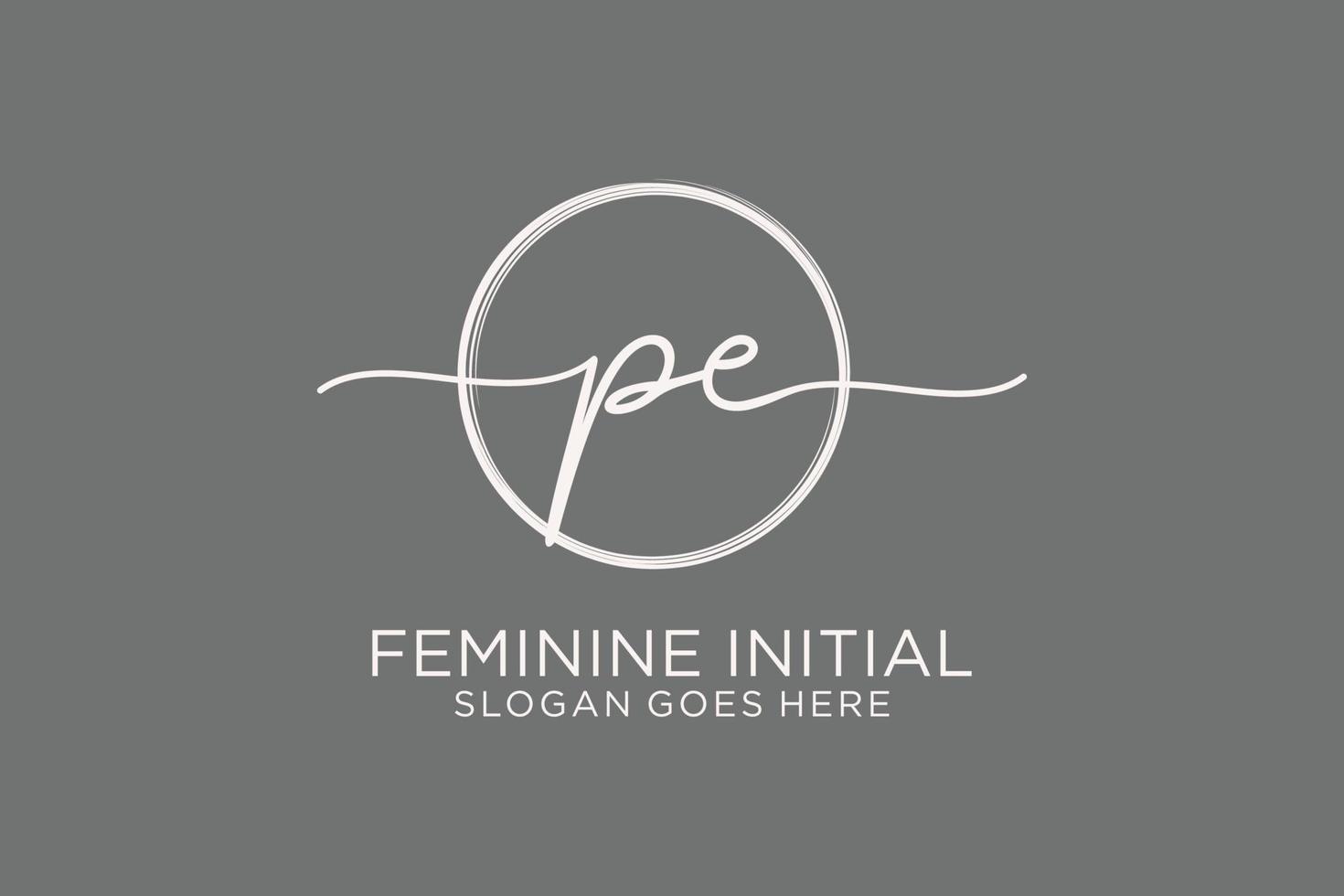 Initial PE handwriting logo with circle template vector logo of initial signature, wedding, fashion, floral and botanical with creative template.