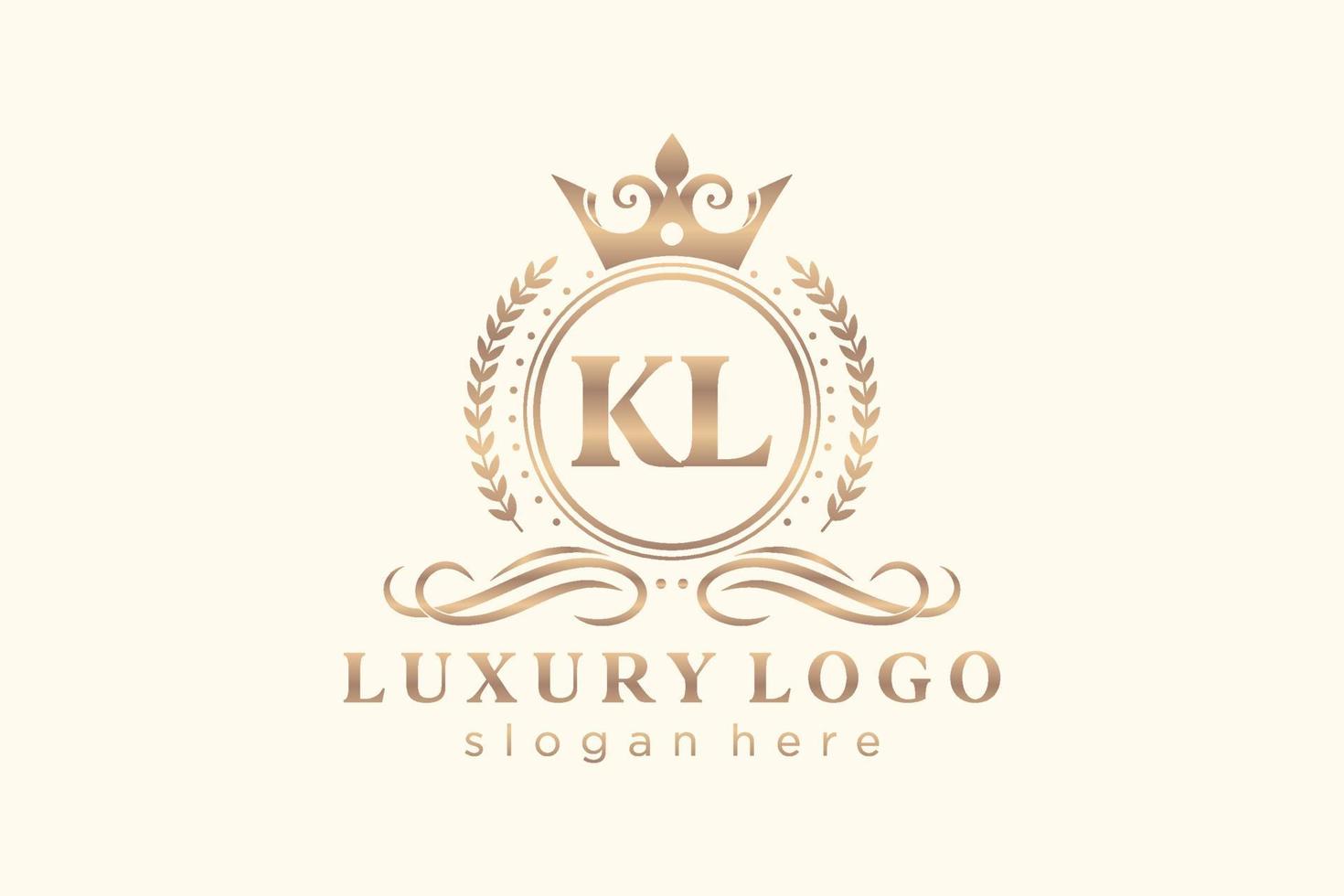 Initial KL Letter Royal Luxury Logo template in vector art for Restaurant, Royalty, Boutique, Cafe, Hotel, Heraldic, Jewelry, Fashion and other vector illustration.