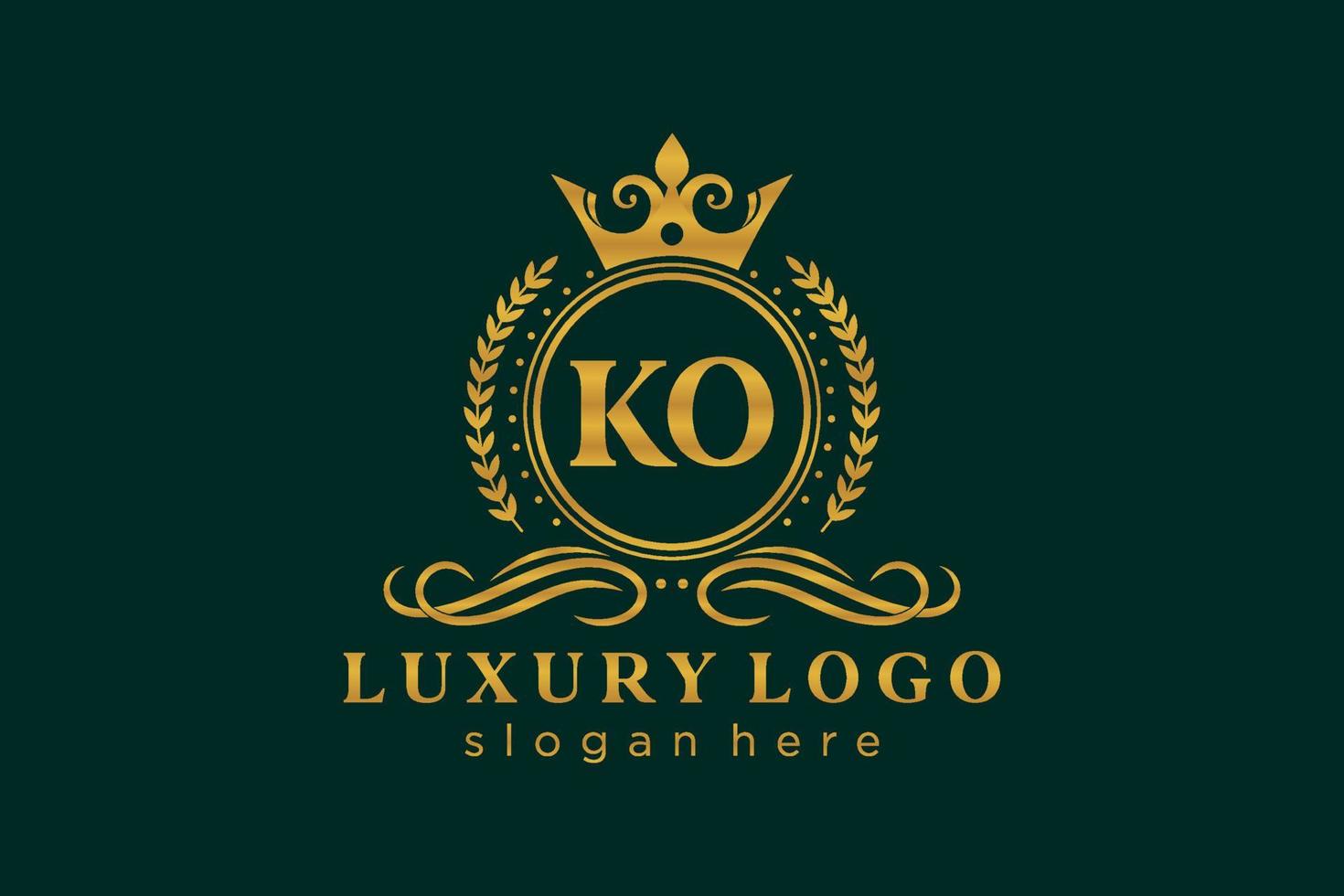 Initial KO Letter Royal Luxury Logo template in vector art for Restaurant, Royalty, Boutique, Cafe, Hotel, Heraldic, Jewelry, Fashion and other vector illustration.