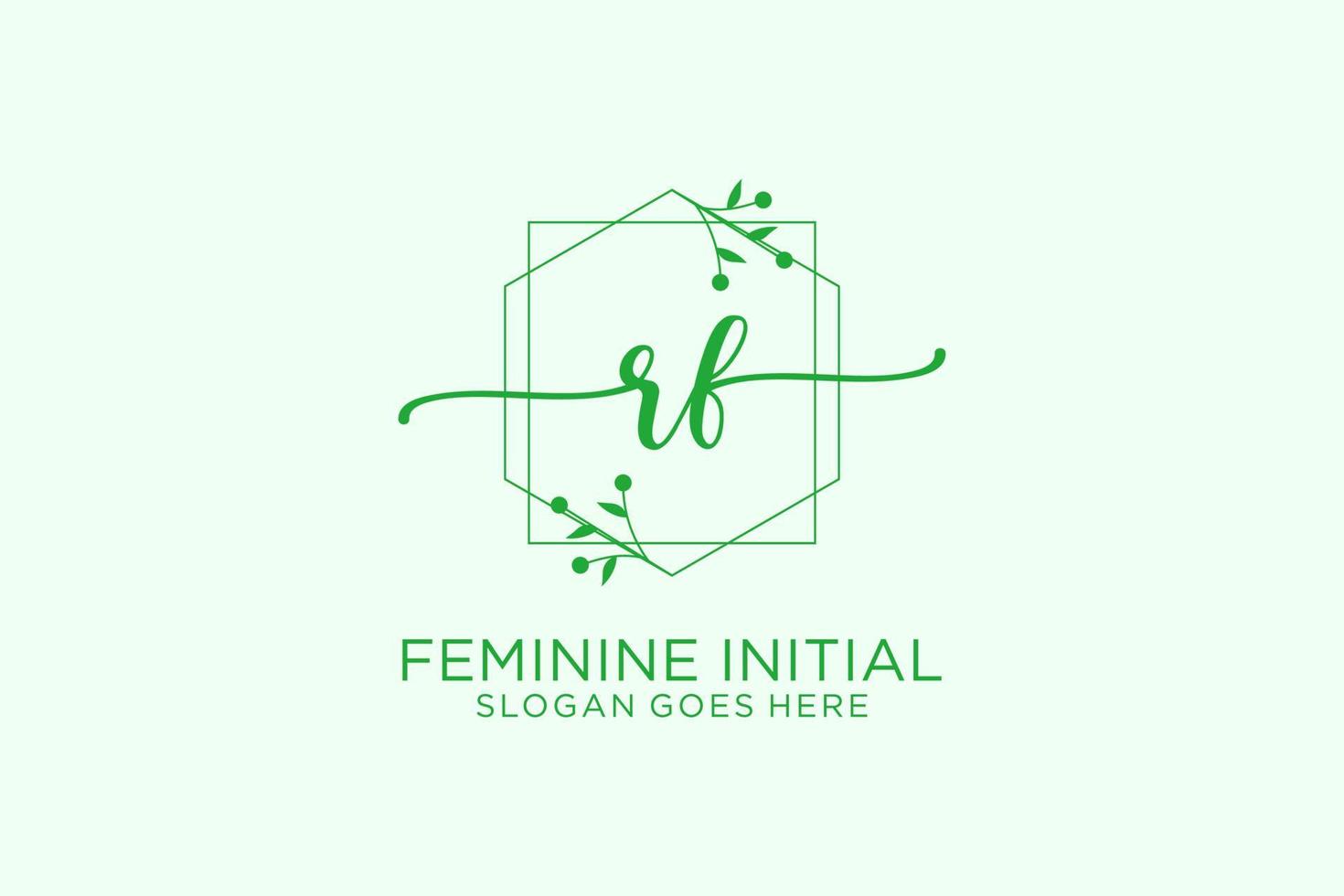 Initial RF beauty monogram and elegant logo design handwriting logo of initial signature, wedding, fashion, floral and botanical with creative template. vector