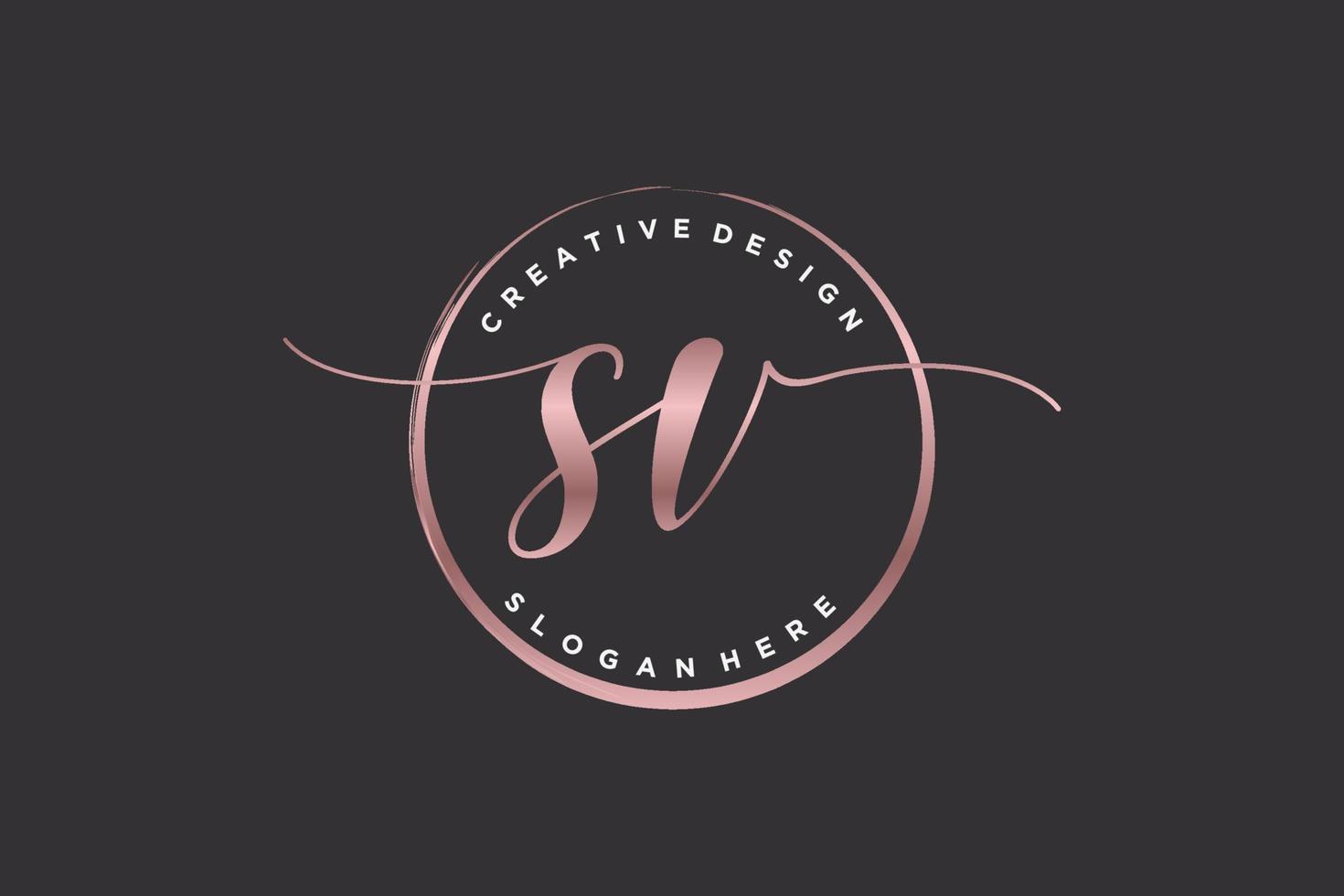 Initial SV handwriting logo with circle template vector signature, wedding, fashion, floral and botanical with creative template.