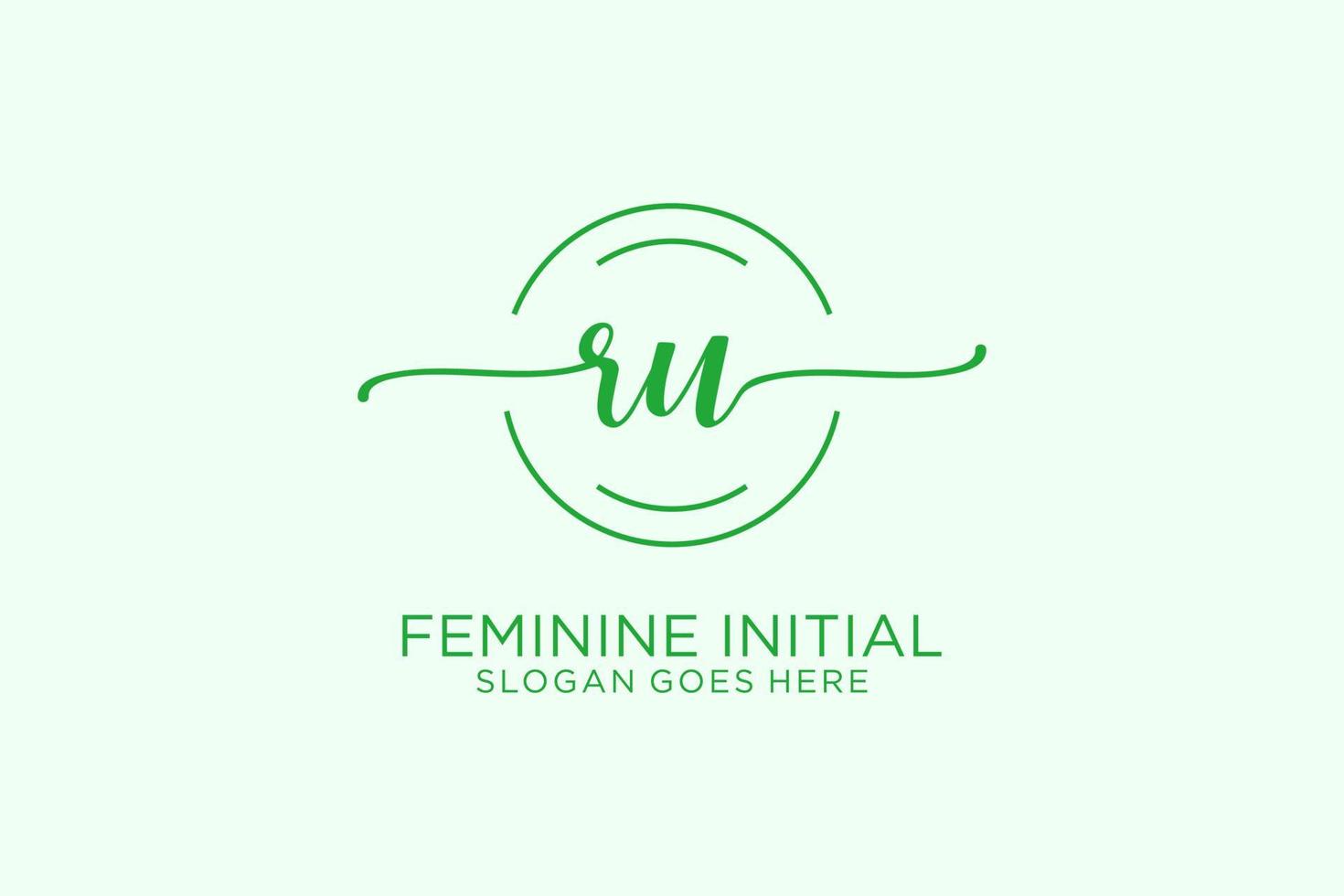 Initial RU beauty monogram and elegant logo design handwriting logo of initial signature, wedding, fashion, floral and botanical with creative template. vector