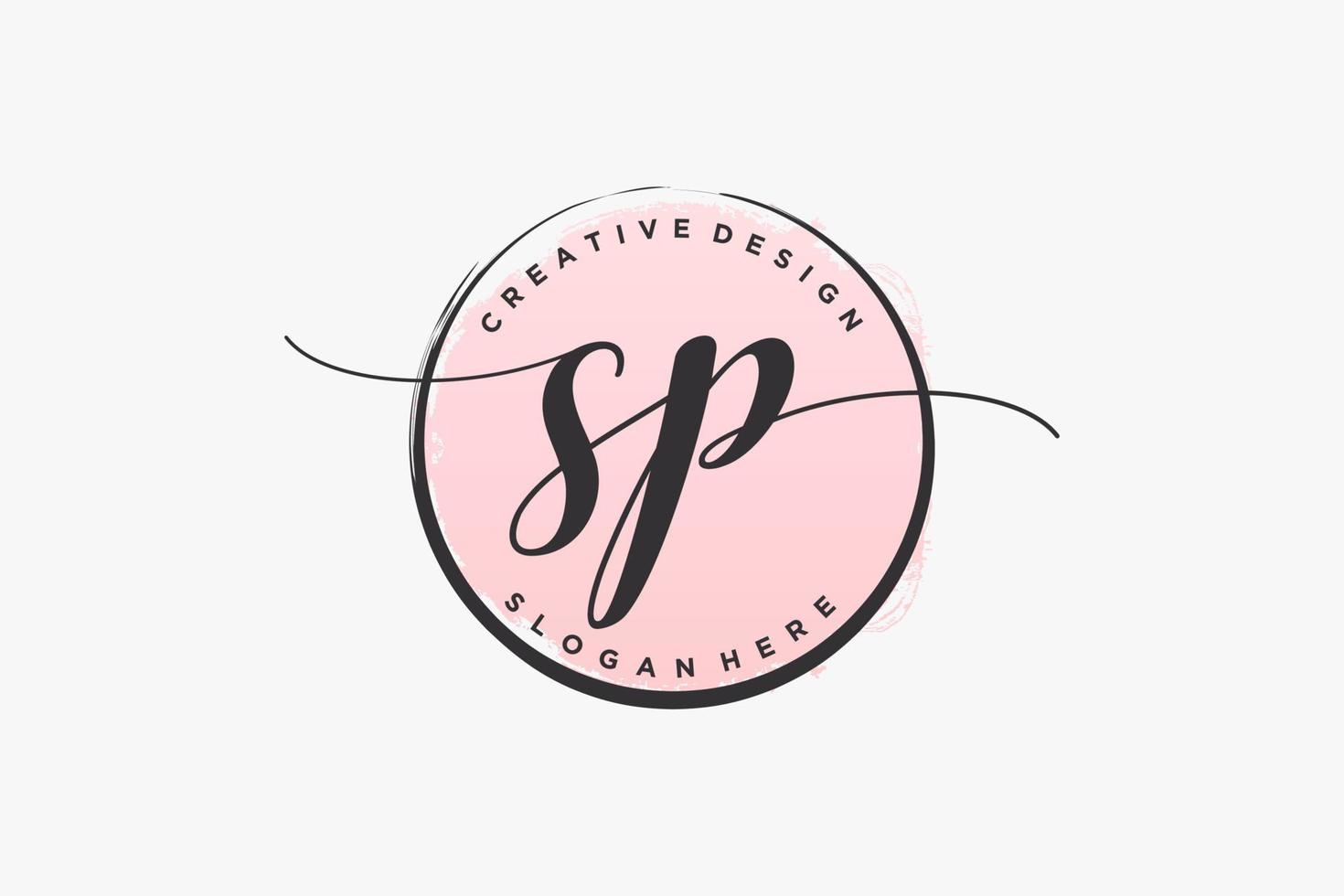 Initial SP handwriting logo with circle template vector signature, wedding, fashion, floral and botanical with creative template.