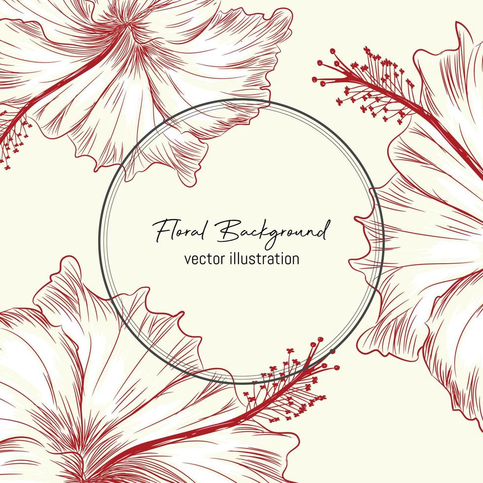 floral background vector illustration hand drawn hibiscus