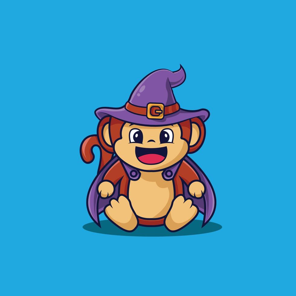 cute monkey witch characters. vector