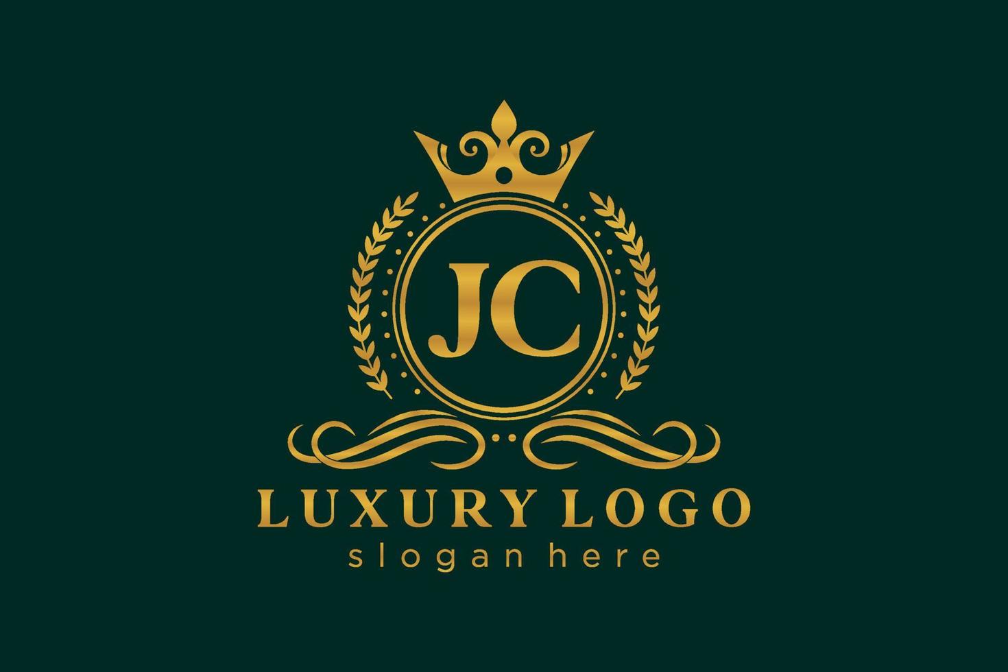 Initial JC Letter Royal Luxury Logo template in vector art for Restaurant, Royalty, Boutique, Cafe, Hotel, Heraldic, Jewelry, Fashion and other vector illustration.